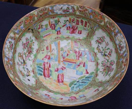 A Chinese Canton-decorated famille rose, mid 19th century, diameter 30cm